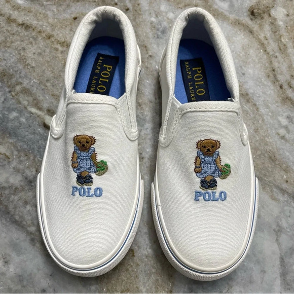 Kids Polo Ralph Lauren Keaton Slip On Embroidered Bear Casual Loafers Toddler 11 - Picture 1 of 12